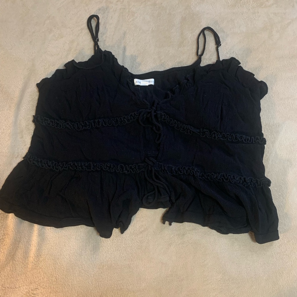 Aeropostale Black Smocked Ruffled Camisole
